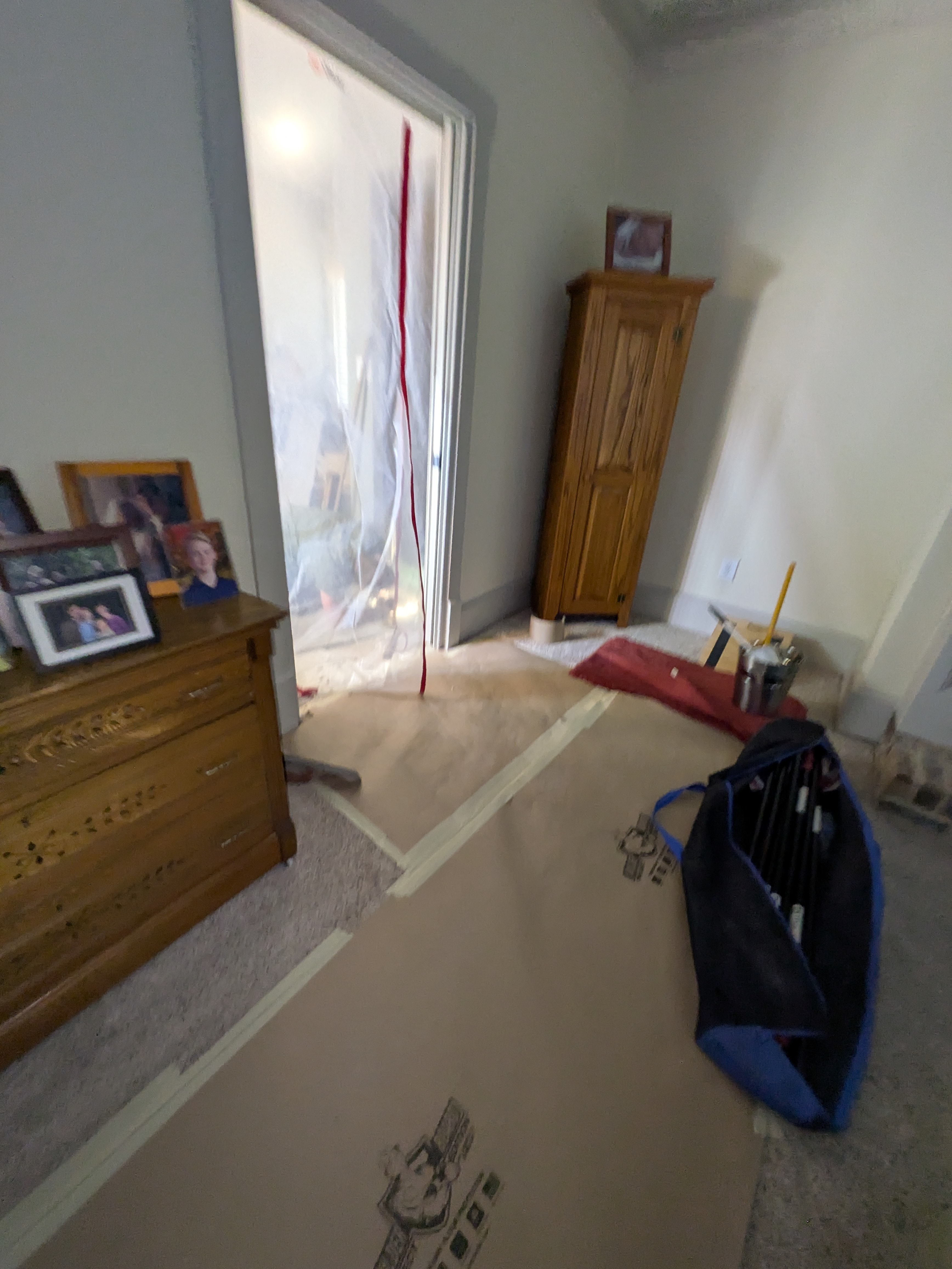 Detailed view of heavy-duty floor protection for home remodeling